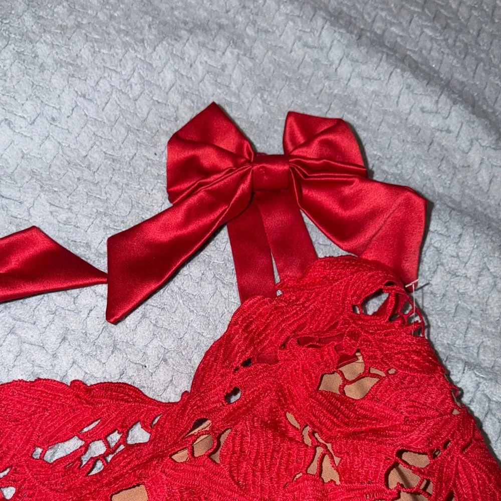 Elegant Red Lace Dress - Picture 2 of 5